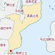 莫桑比克国土面积示意图